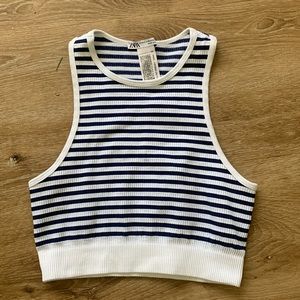 Zara top size XS, excellent condition. Stripes are navy blue